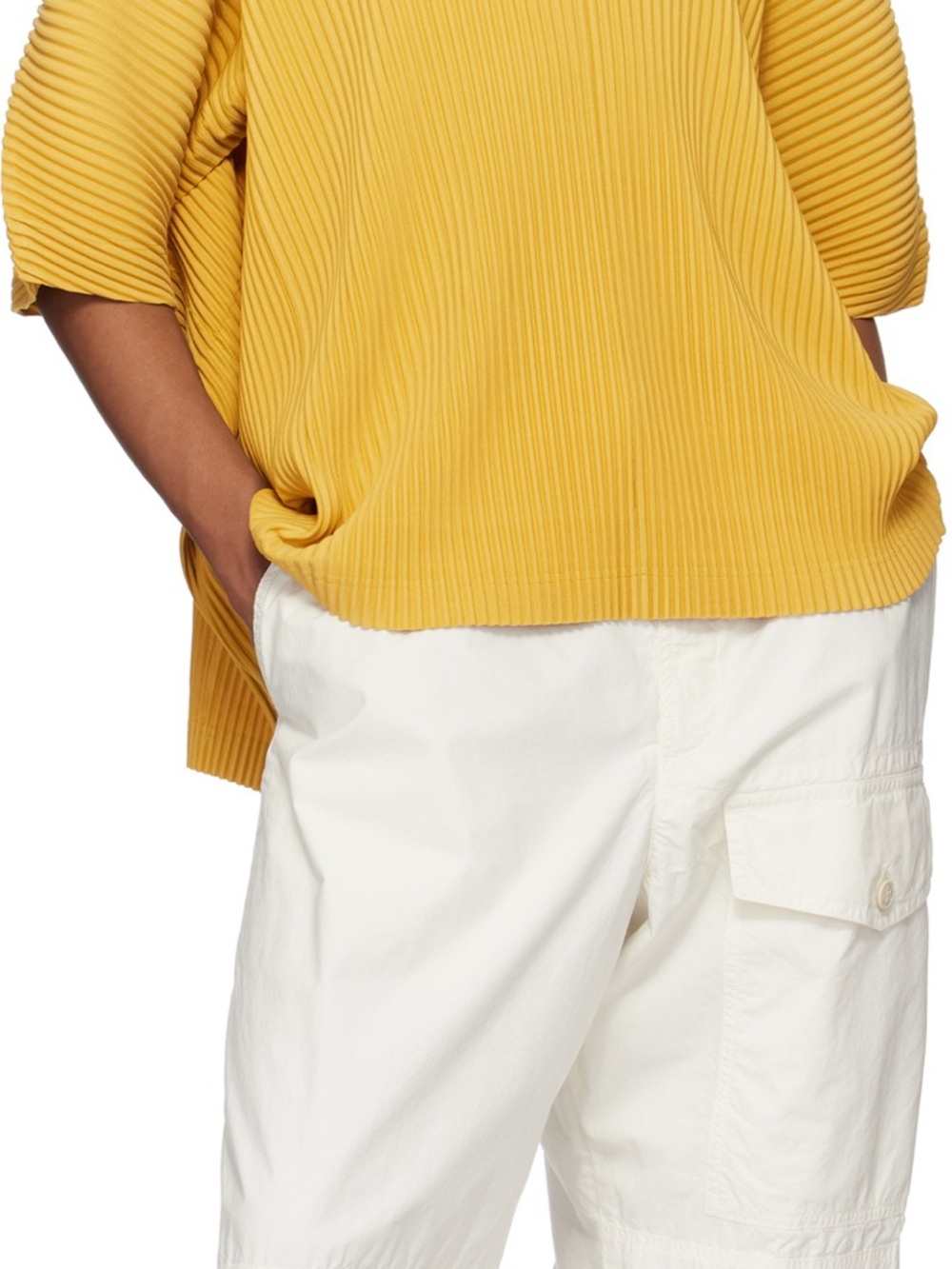 Homme Plissé Issey Miyake Mustard Yellow Pleated Men's Shirt Size XL 4 - Picture 15 of 15